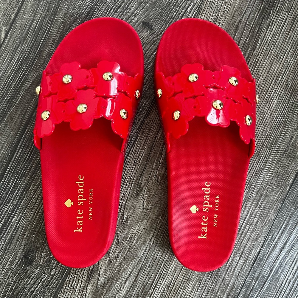 Kate Spade Red Floral Embellished Sandals